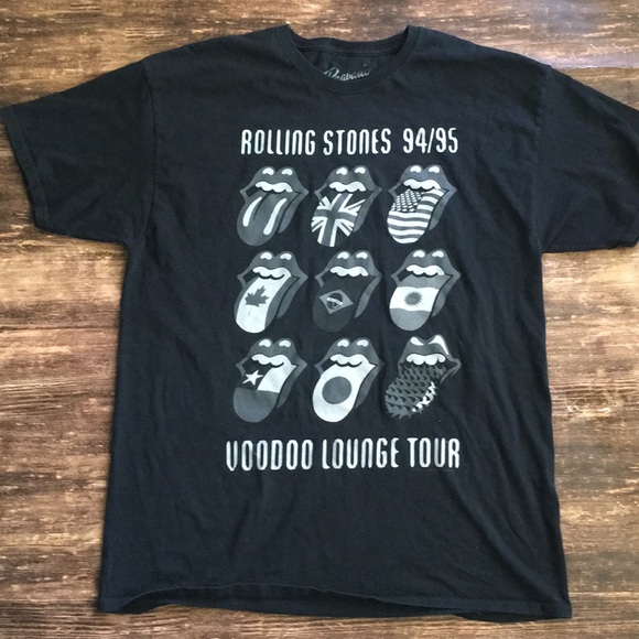 THE ROLLING STONES 94-95 VOODOO LOUNGE TOUR T-SHIRT GREY MENS ROCK MUSIC BRAVADO